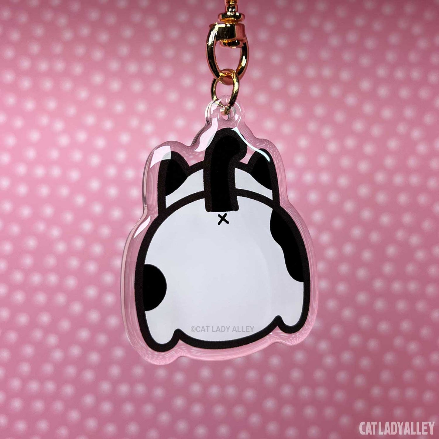 cow kitty cat butt keychain