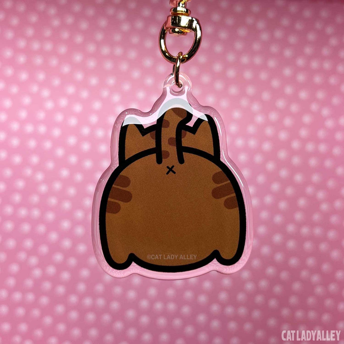 brown tabby cat butt keychain
