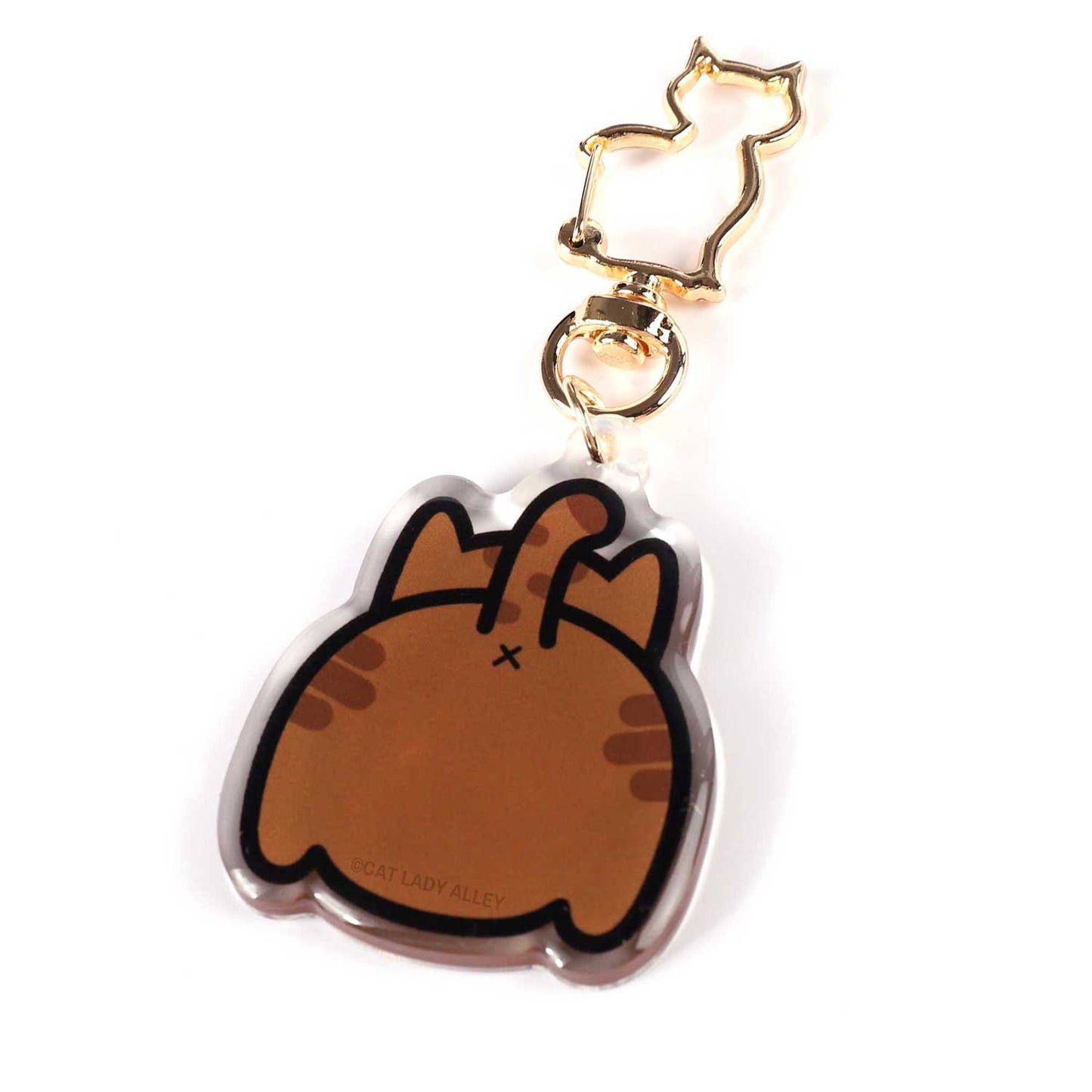 brown tabby cat butt keychain