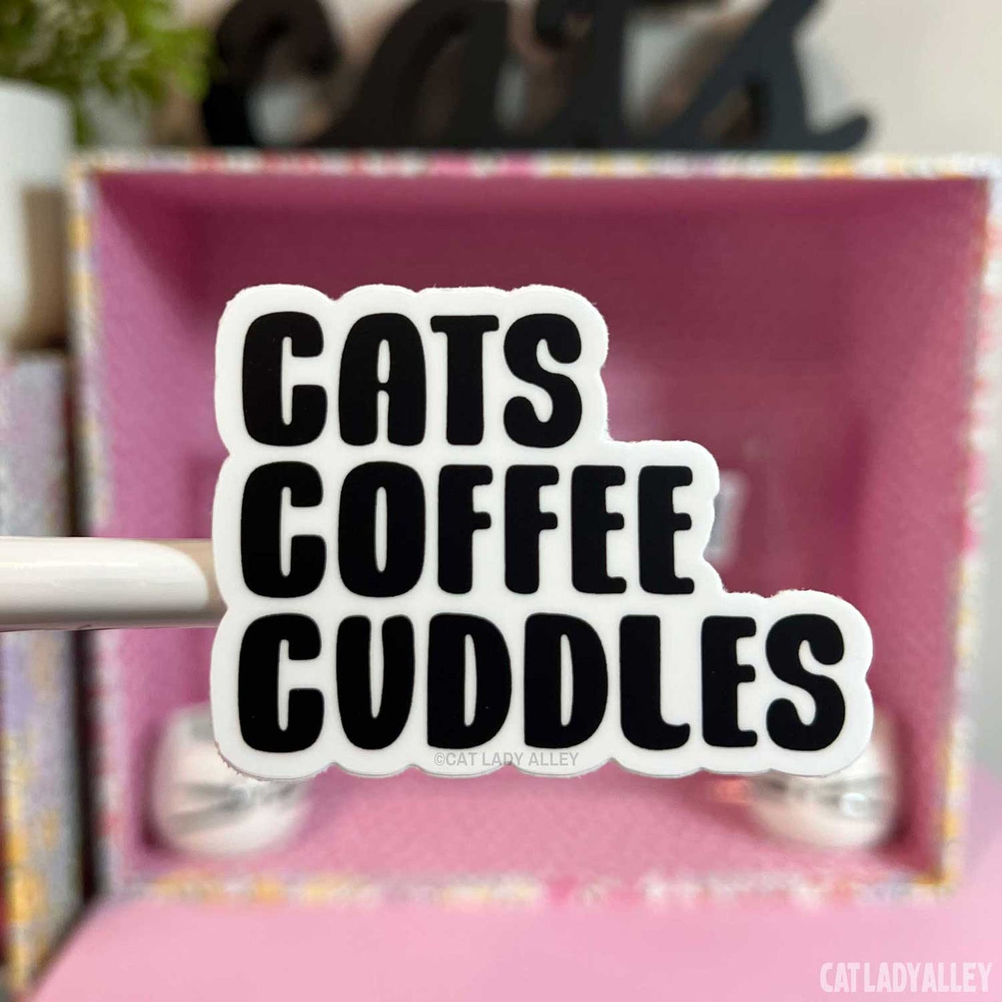 cats coffee cuddles sticker
