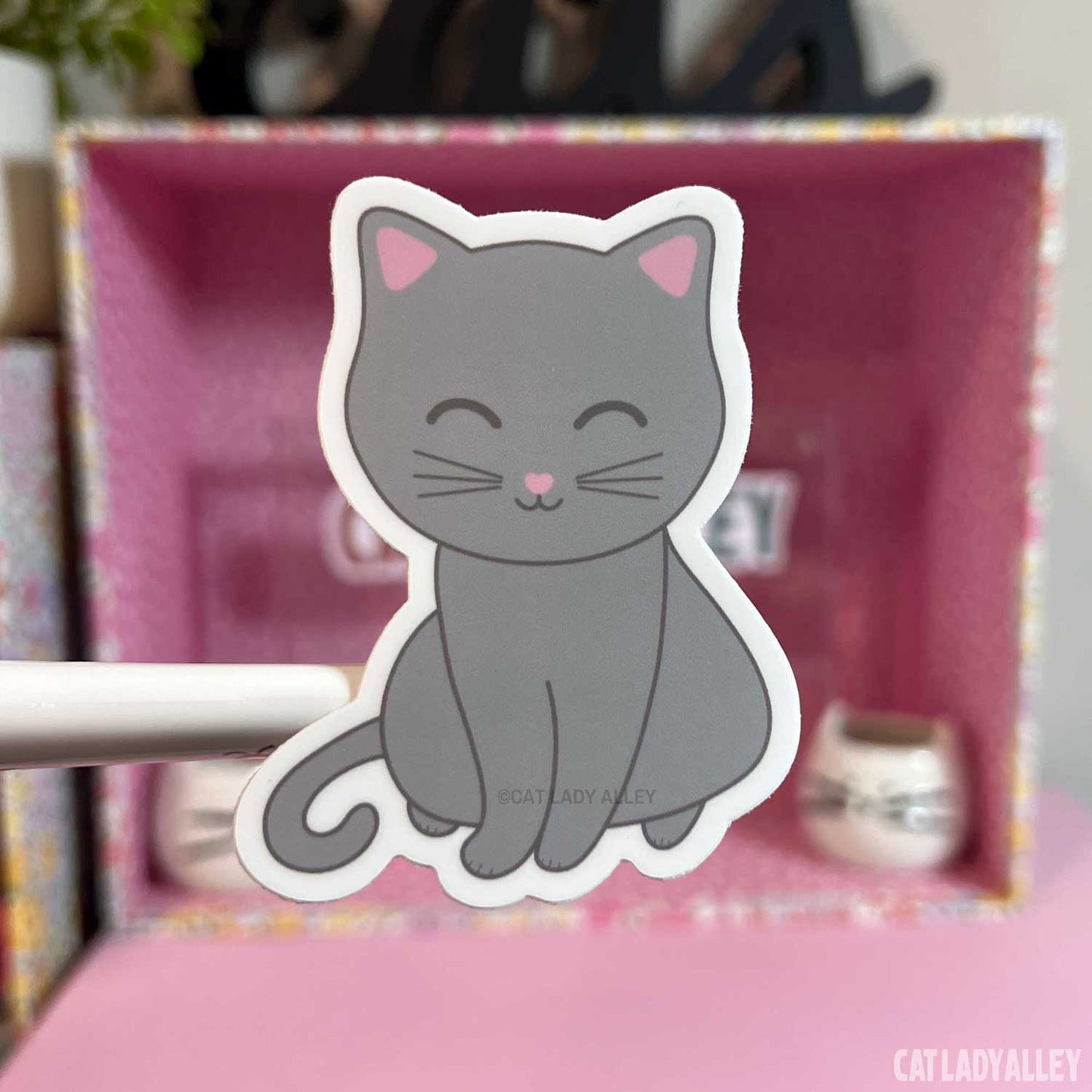 gray cat sticker