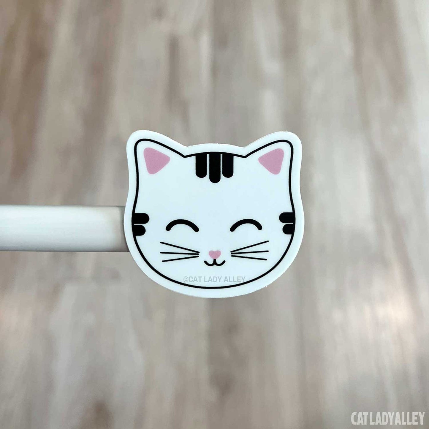 happy tabby cat sticker