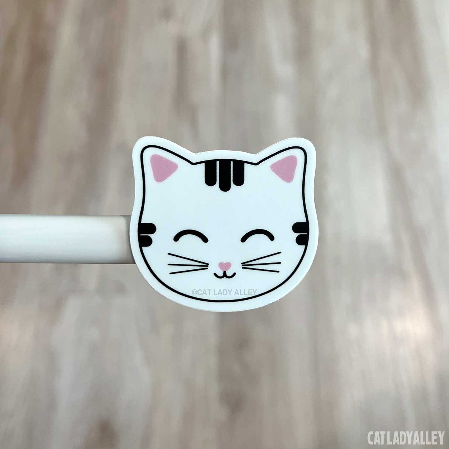 happy tabby cat sticker