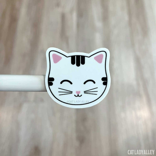 happy tabby cat sticker