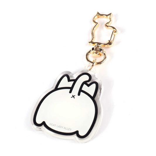 white cat butt keychain