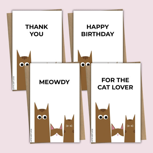 Three Cats Brown Mini Notecard