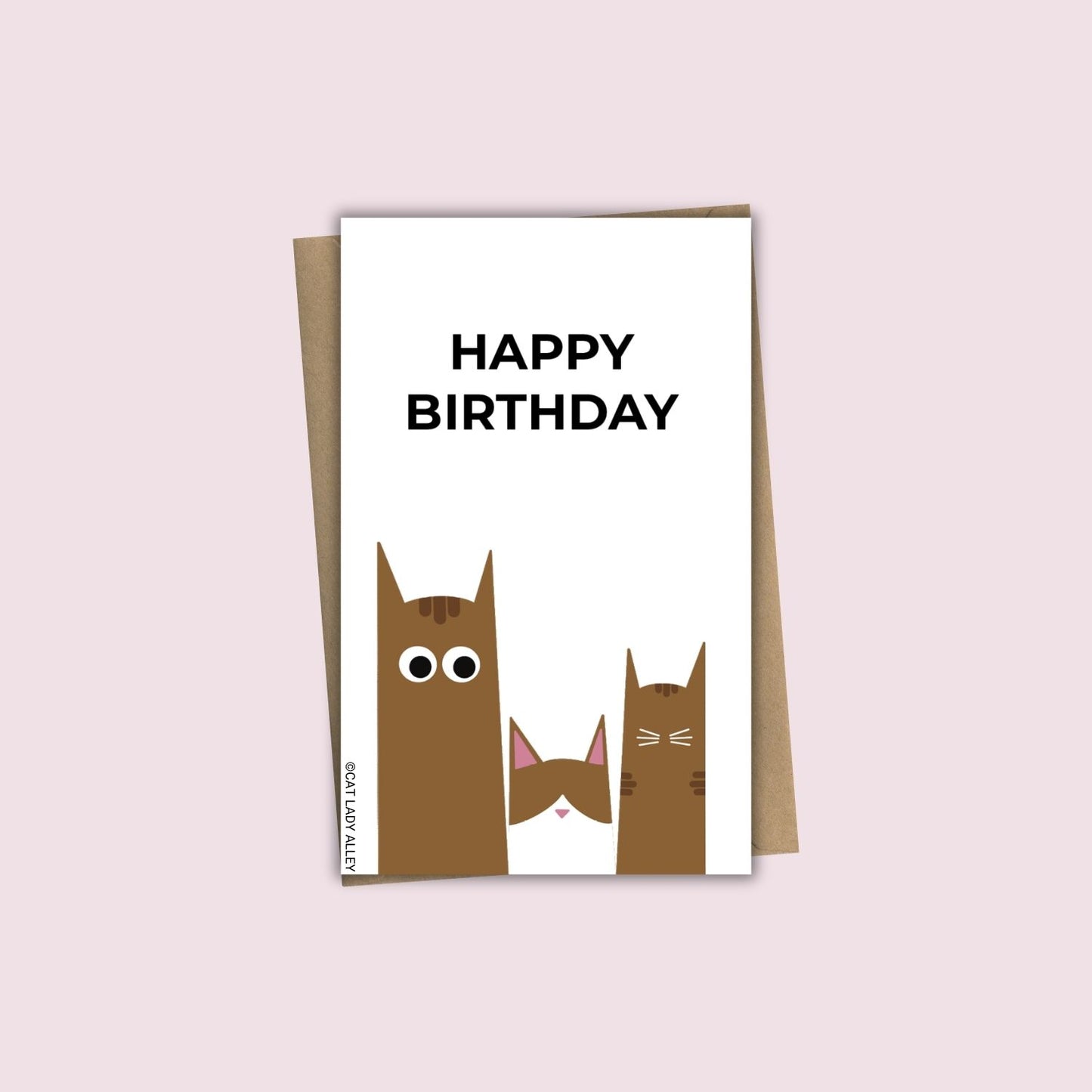 Three Cats Brown Mini Notecard