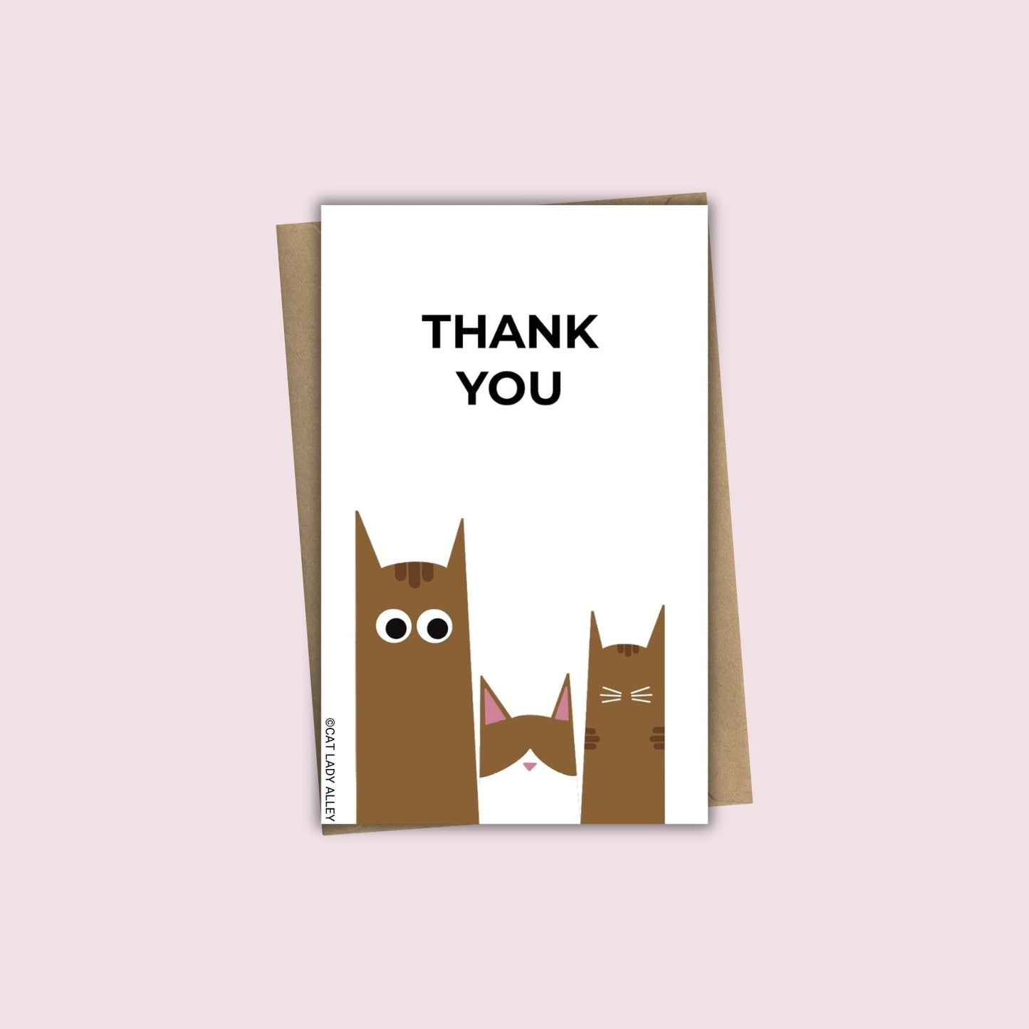 Three Cats Brown Mini Notecard