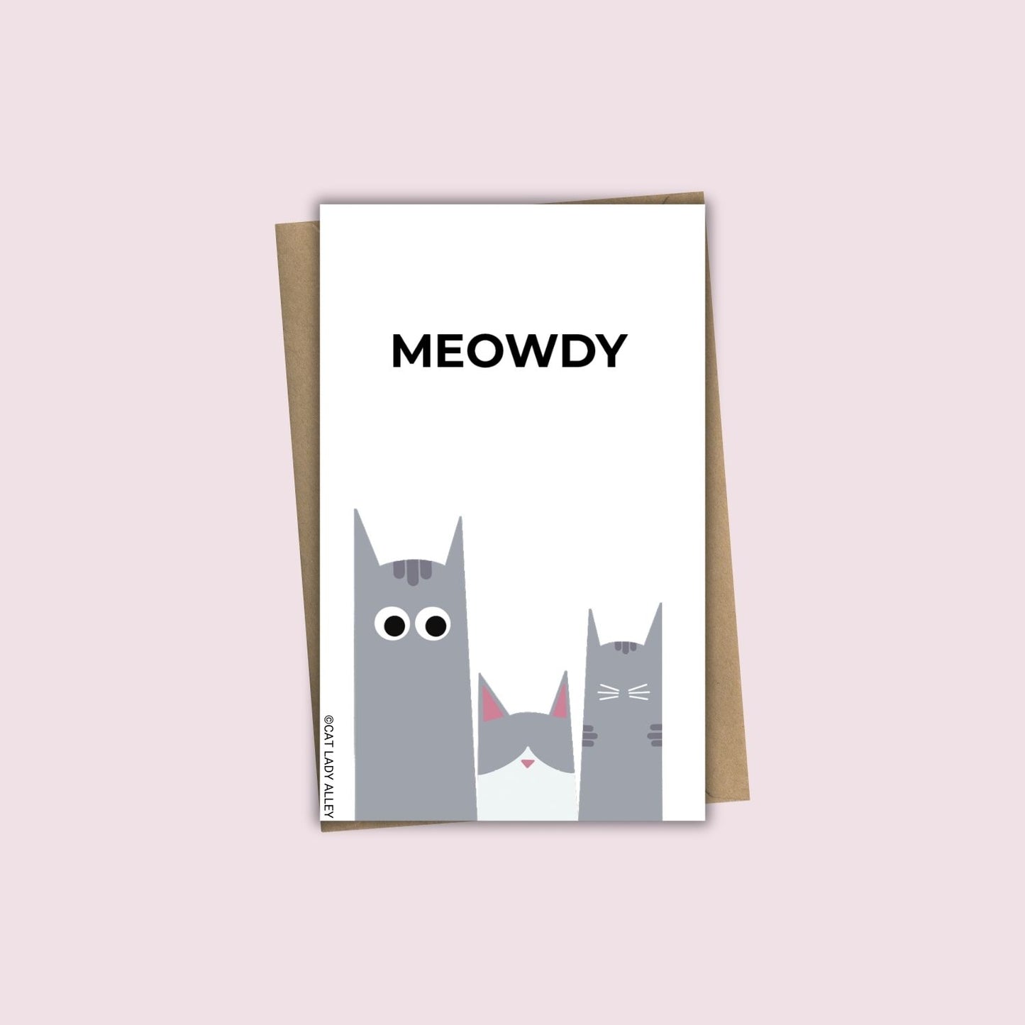 Three Cats Gray Mini Notecard
