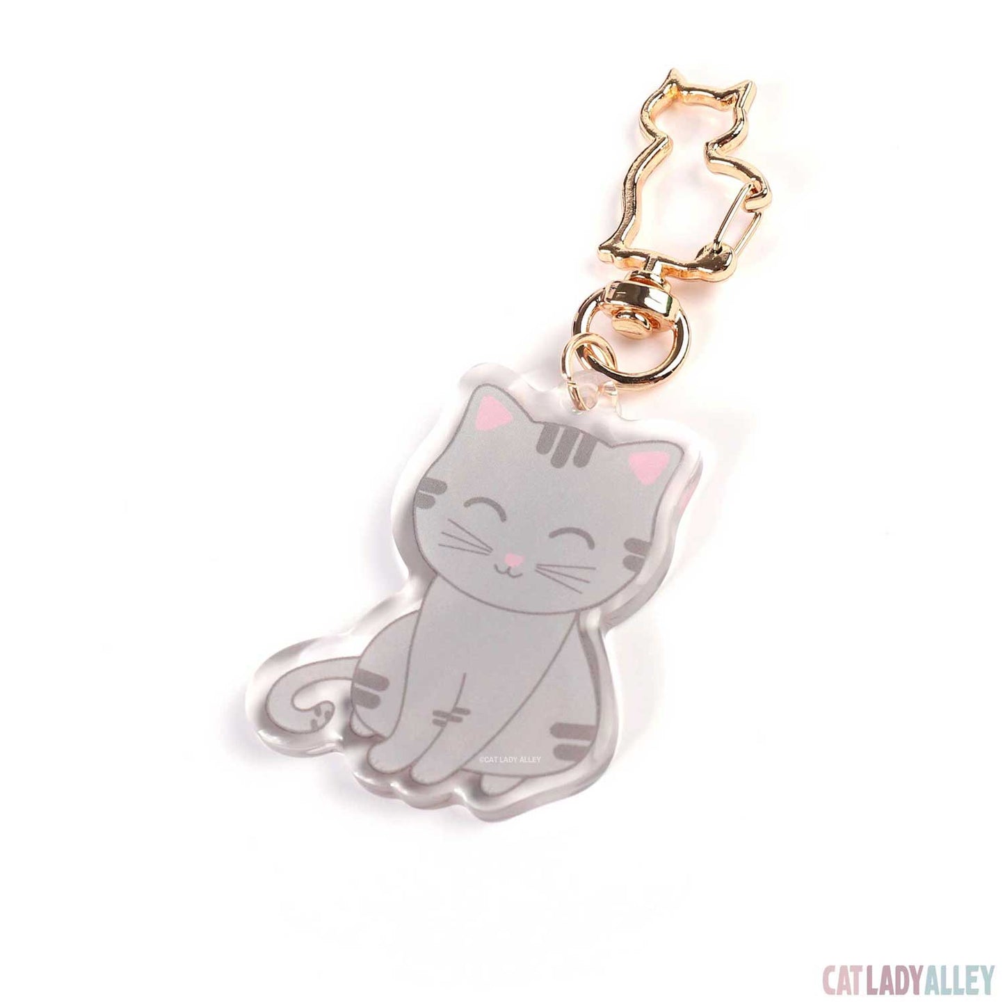 gray tabby cat acrylic keychain