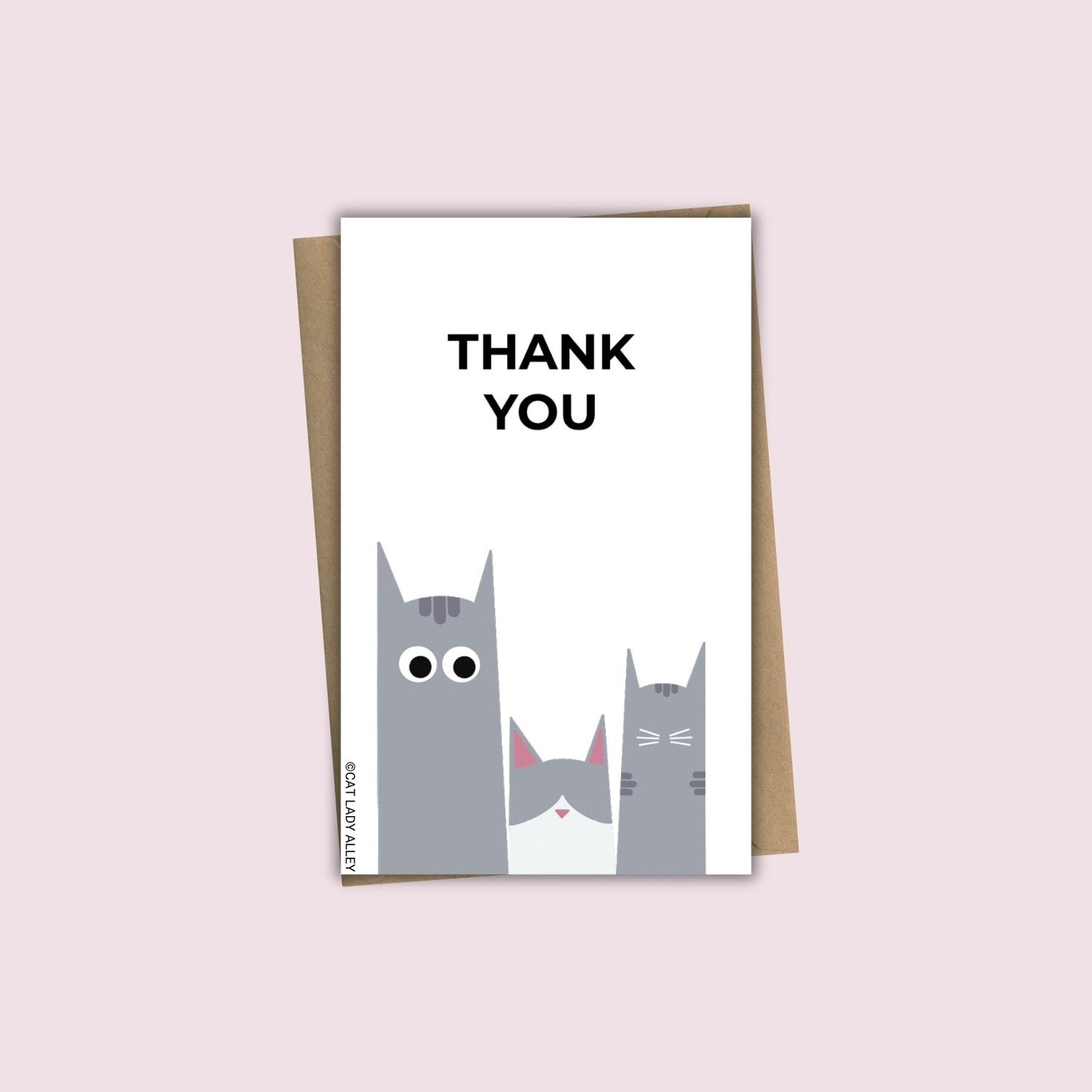 Three Cats Gray Mini Notecard