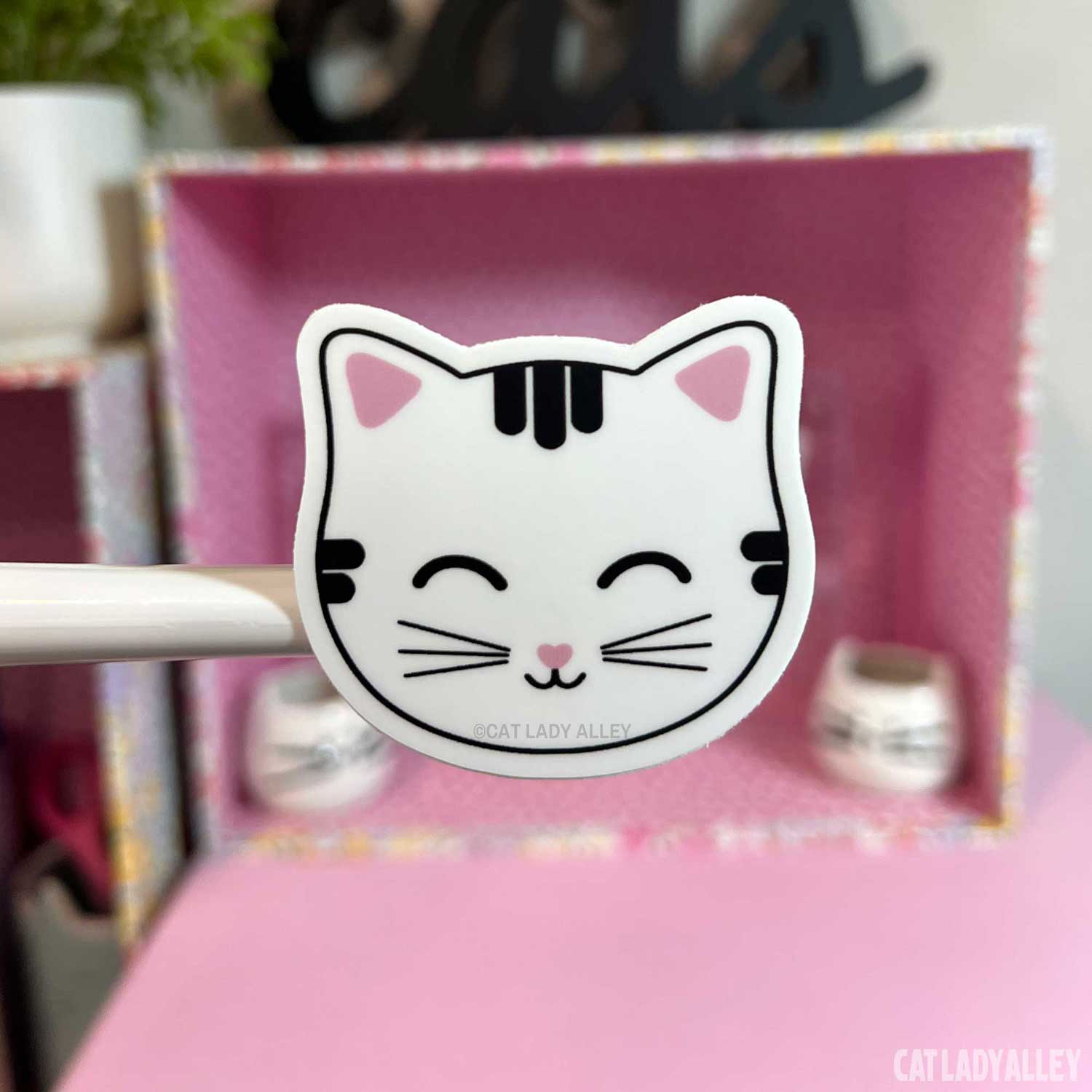 happy tabby cat sticker
