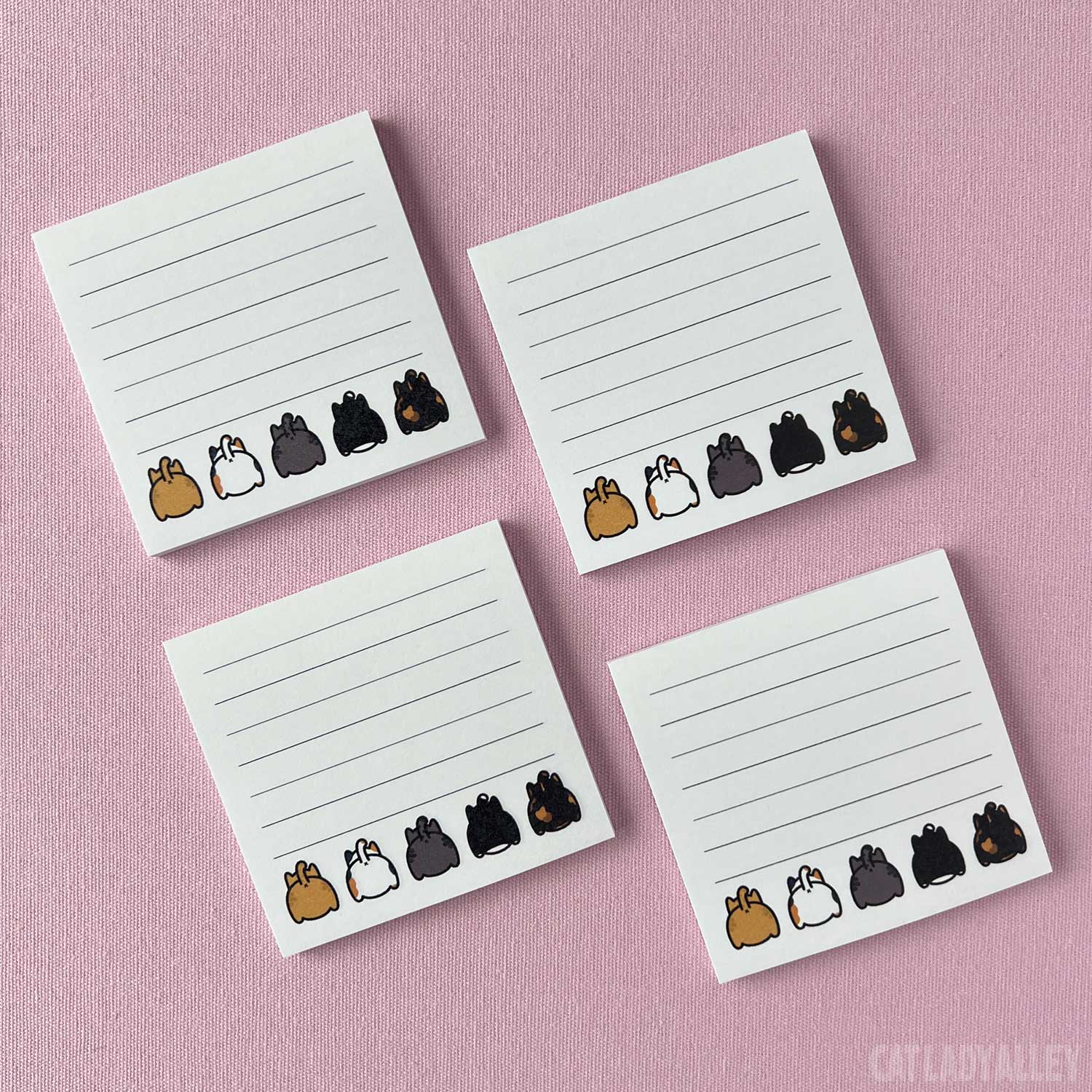cute sticky notes with cat butts