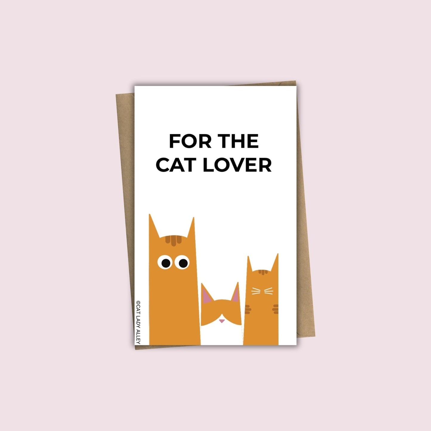 Three Cats Orange Mini Notecard