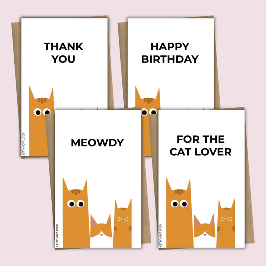 Three Cats Orange Mini Notecard