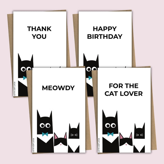 Three Cats Tuxedo Mini Notecard