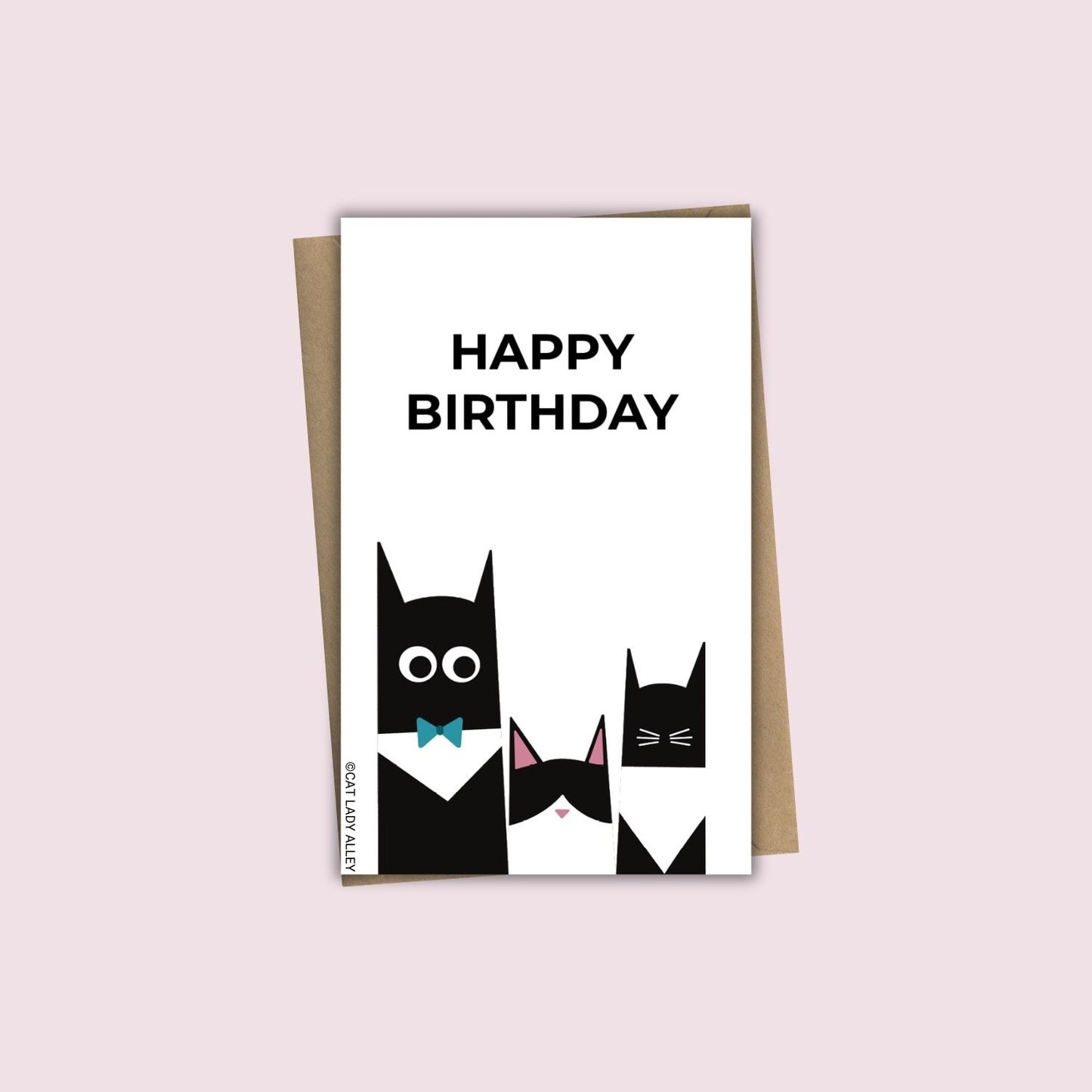 Three Cats Tuxedo Mini Notecard