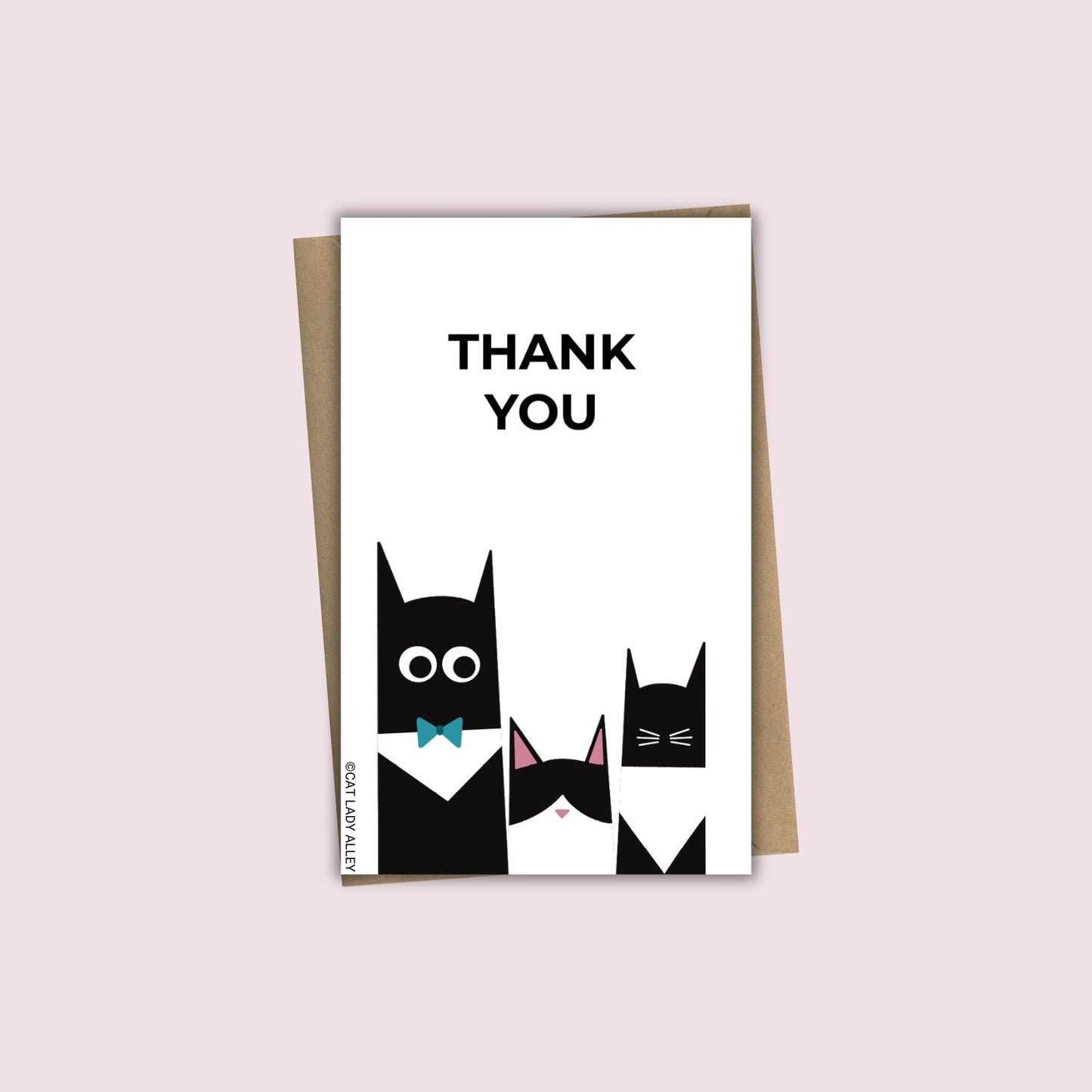 Three Cats Tuxedo Mini Notecard