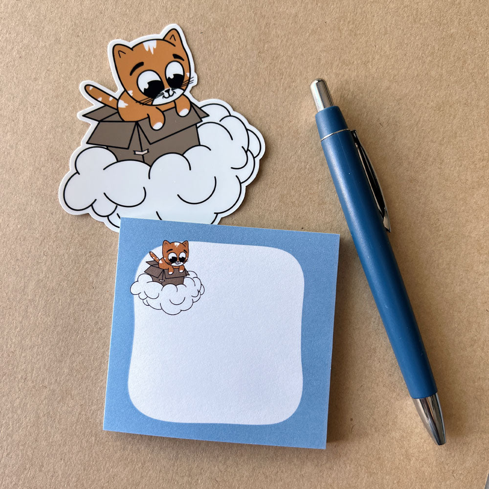 Box Cat Dreamer Sticky Note and Sticker