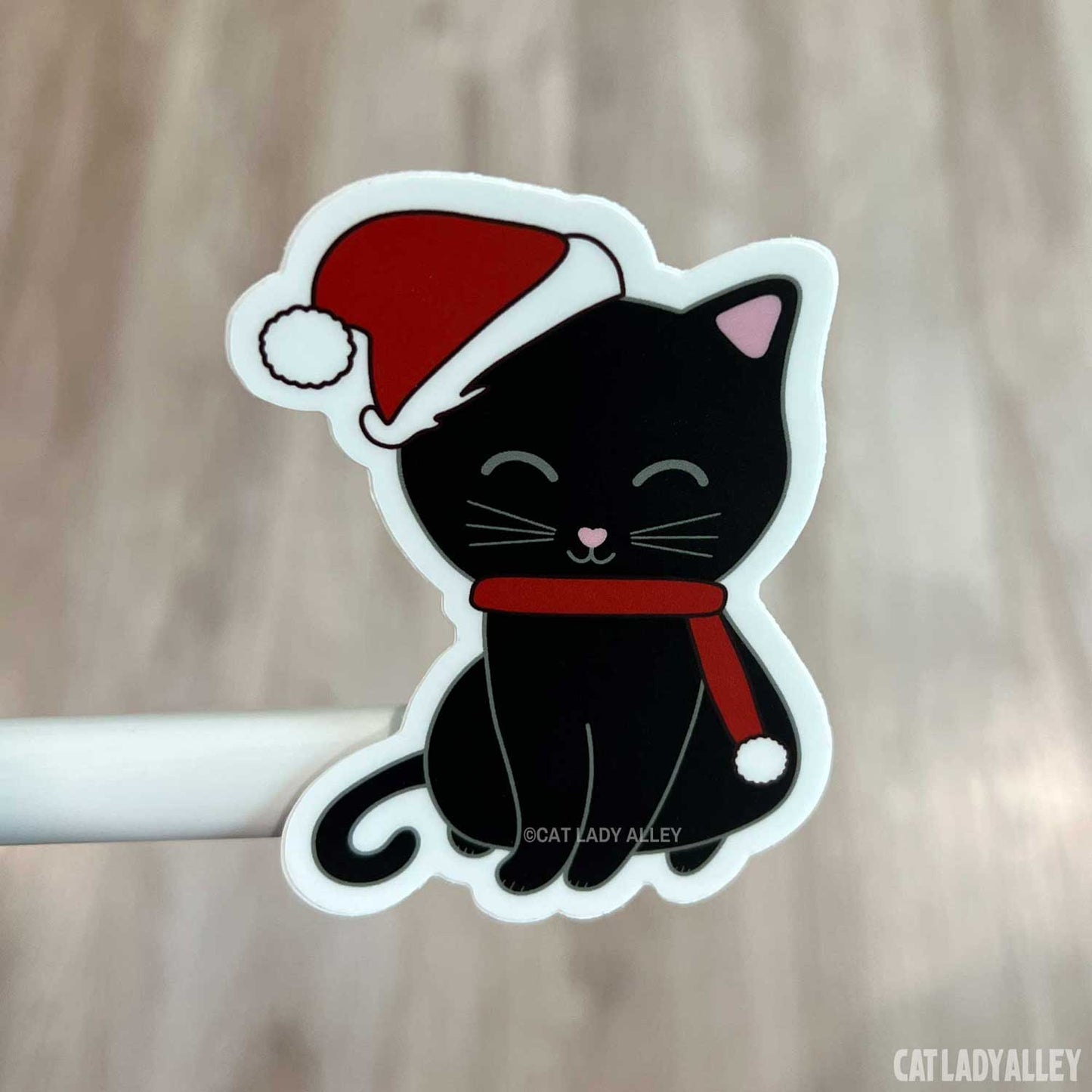 black cat holiday sticker