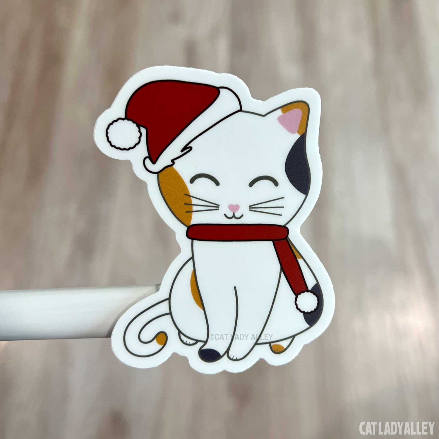 calico cat holiday sticker