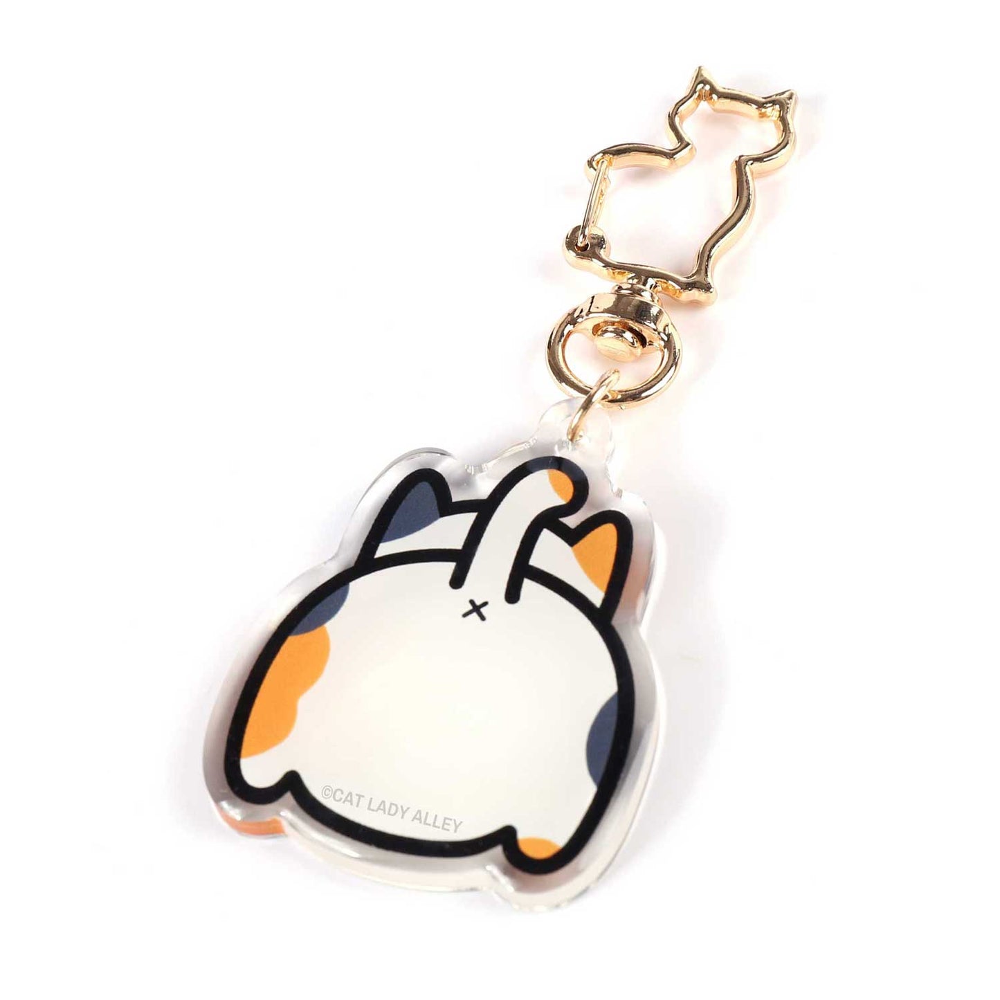 calico cat butt keychain