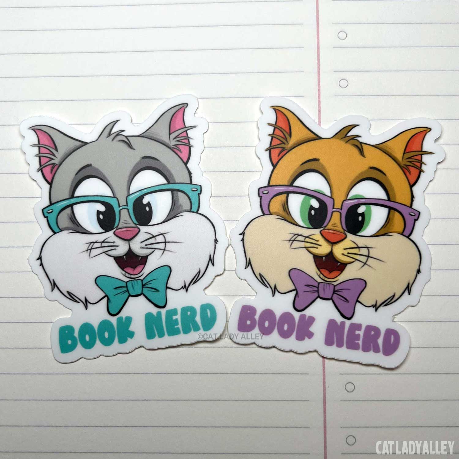 cat book nerd stickers