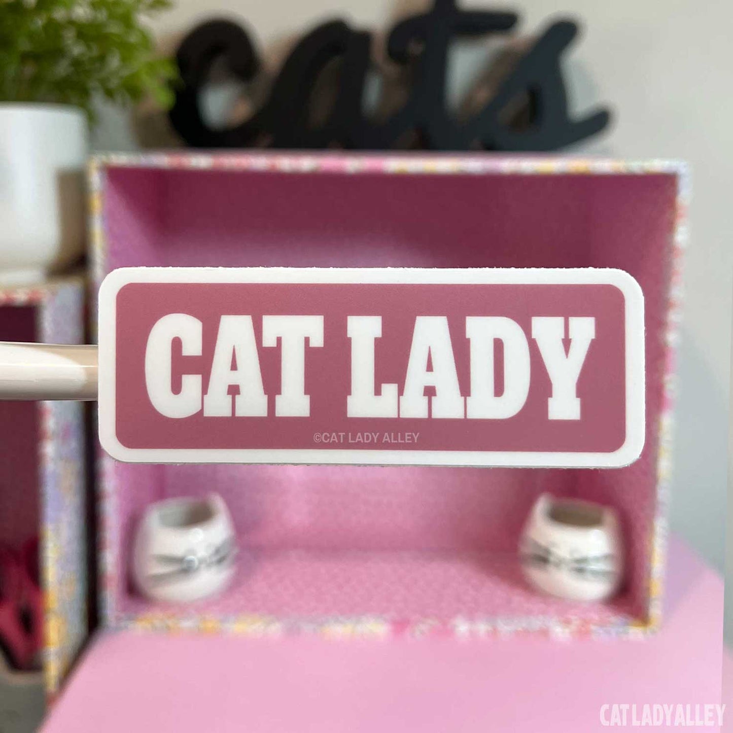 pink cat lady vinyl sticker