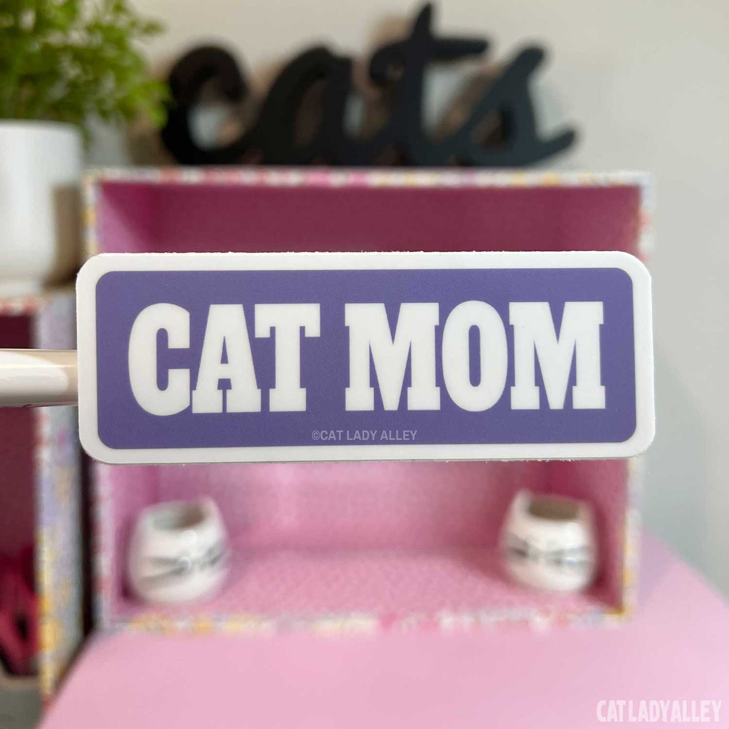 purple cat mom sticker