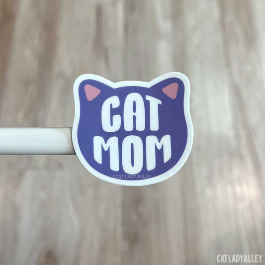 purple cat mom sticker cat head shape