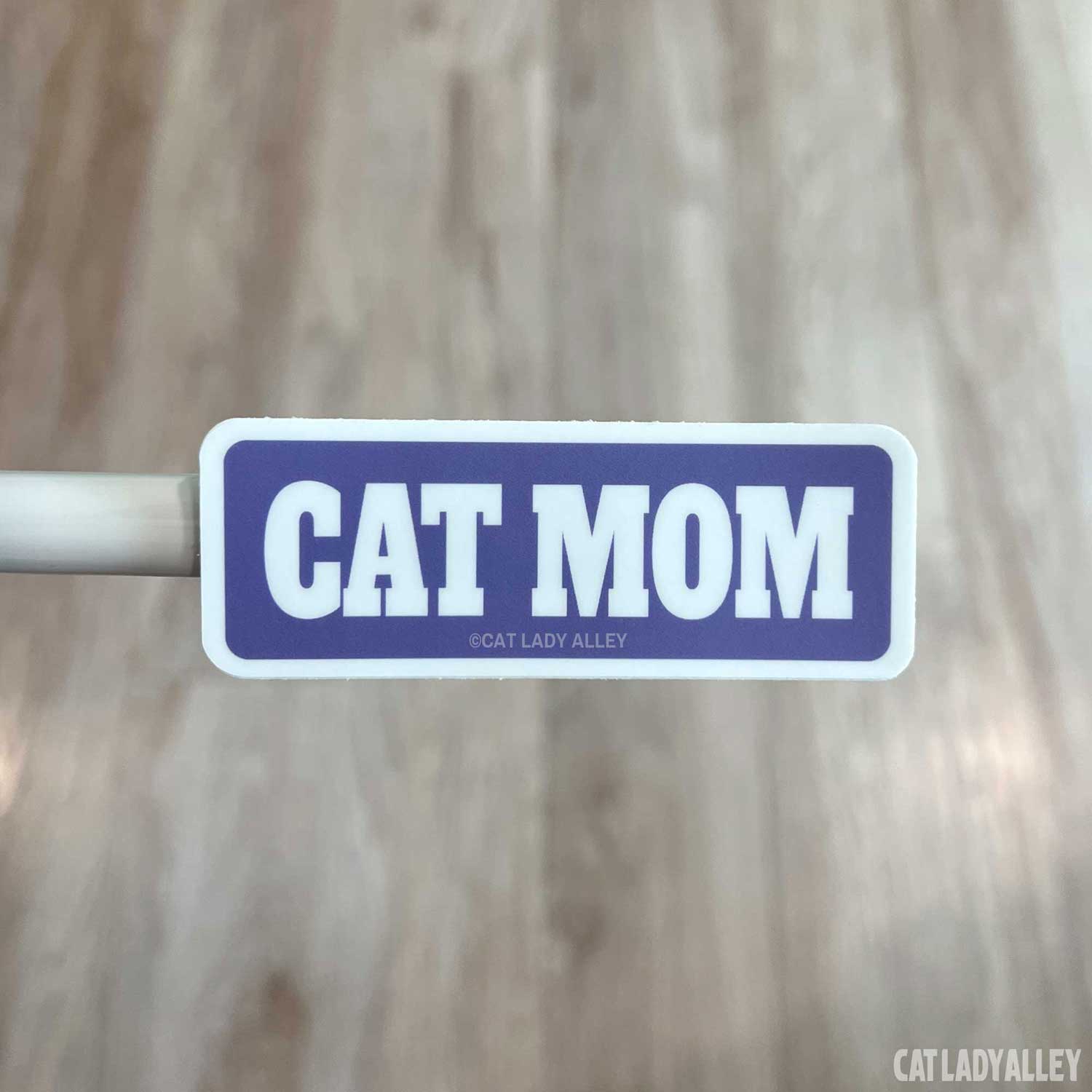 purple cat mom sticker