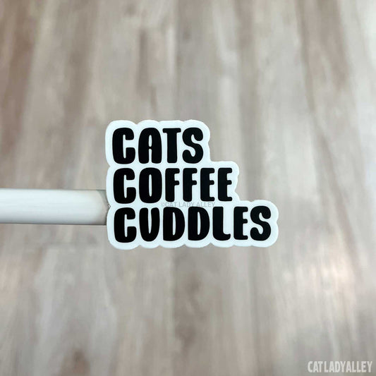 cats coffee cuddles sticker