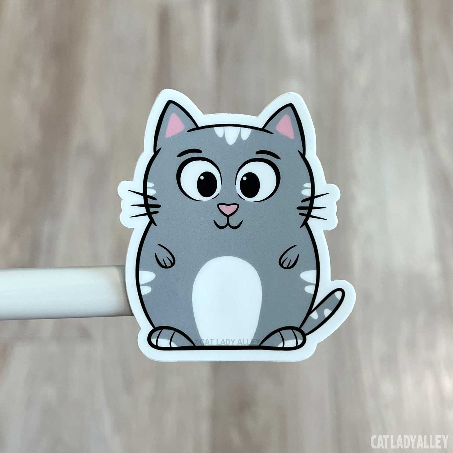 cute gray and white tabby cat sticker