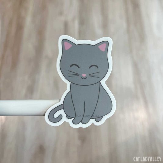 gray cat sticker