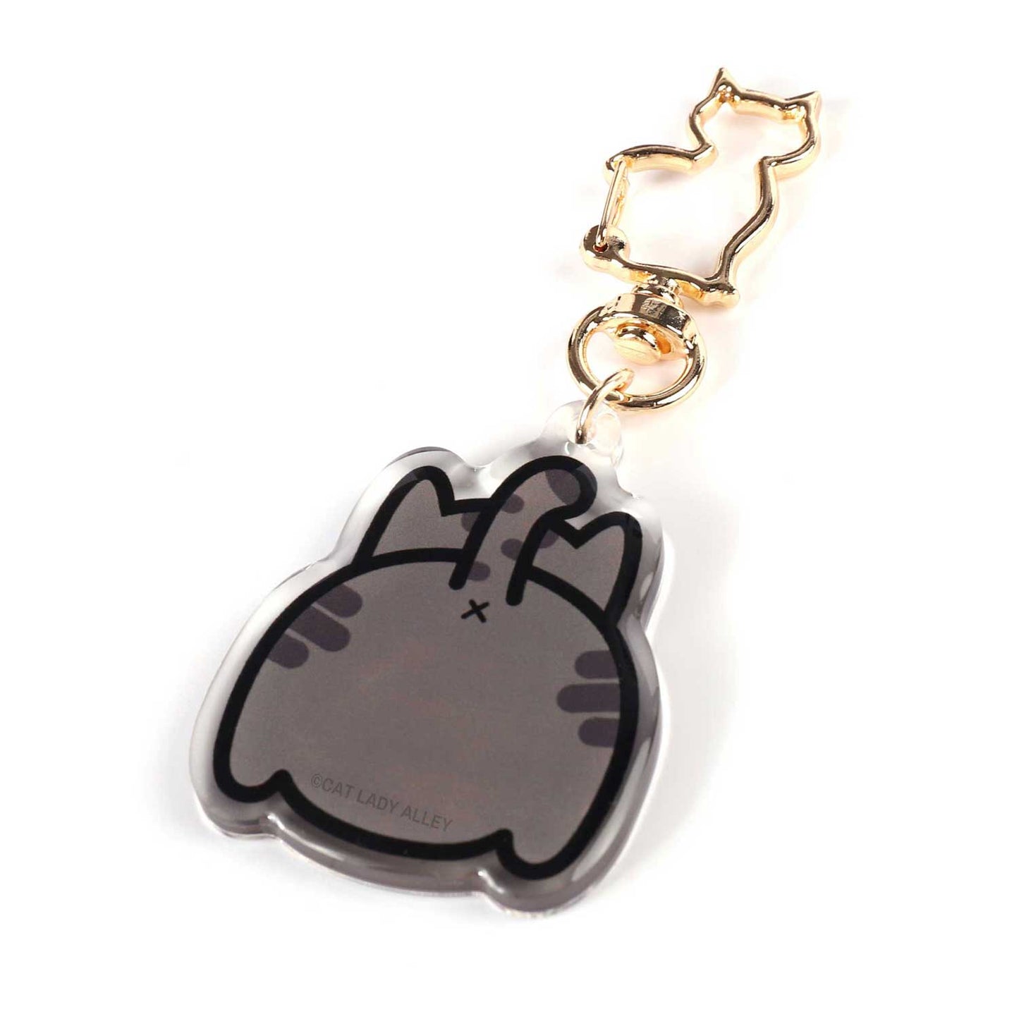 gray tabby cat butt keychain