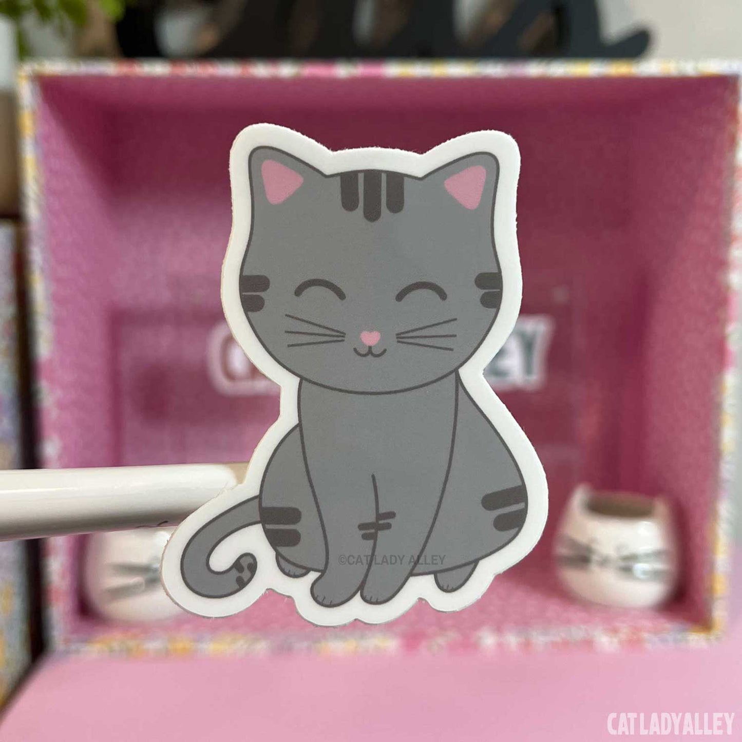 gray tabby cat sticker