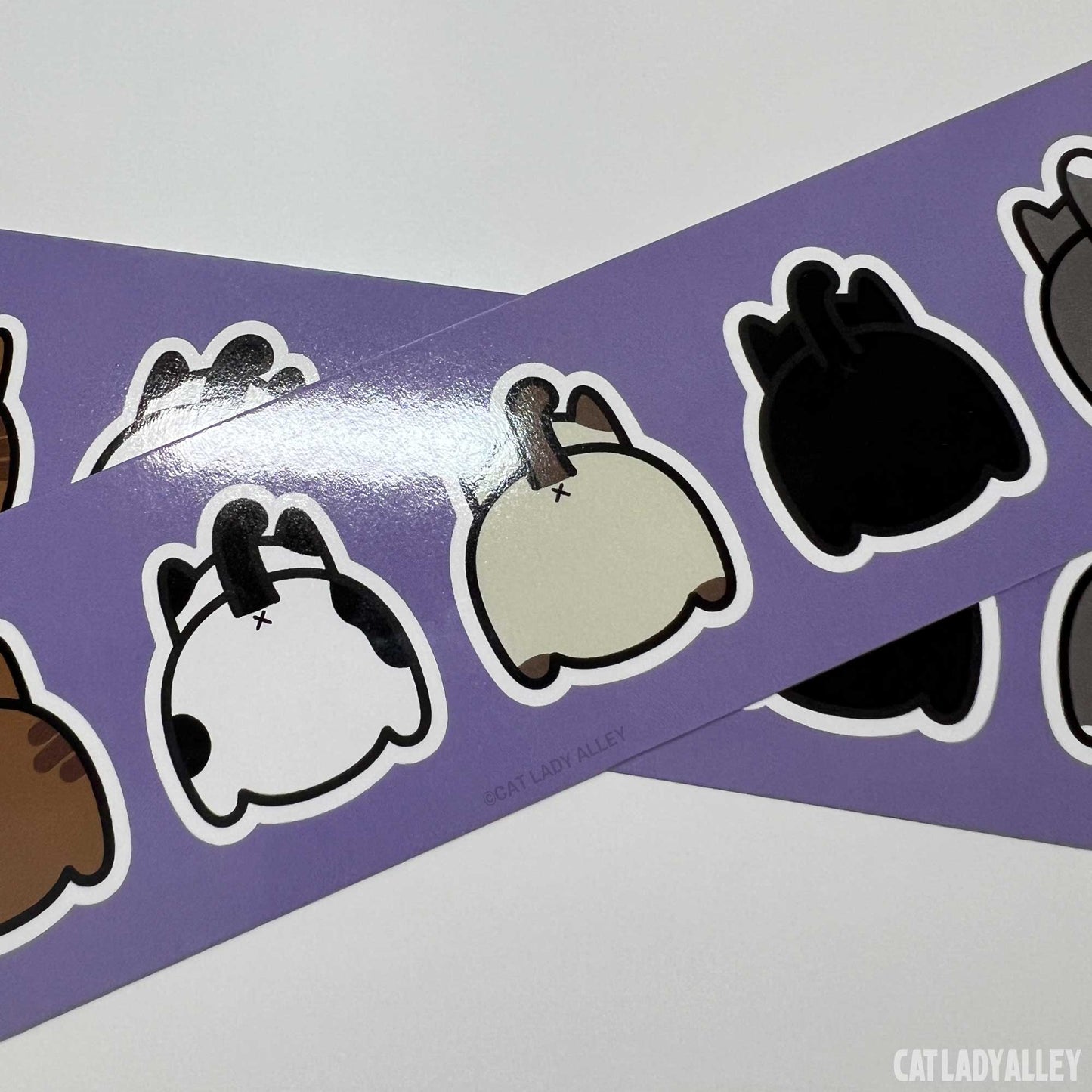 cat butt bookmarks in purple