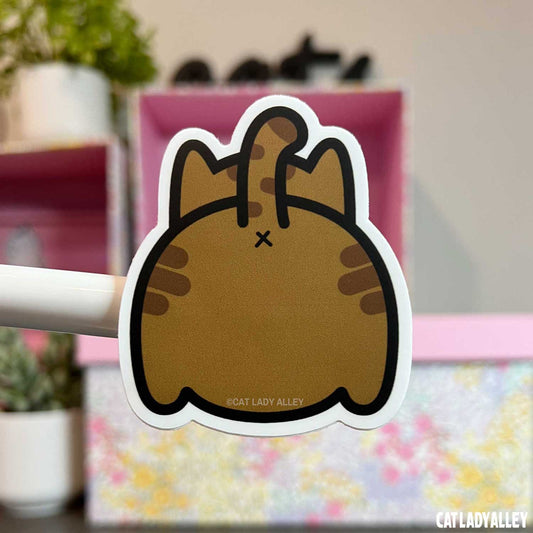 brown tabby cat butt sticker