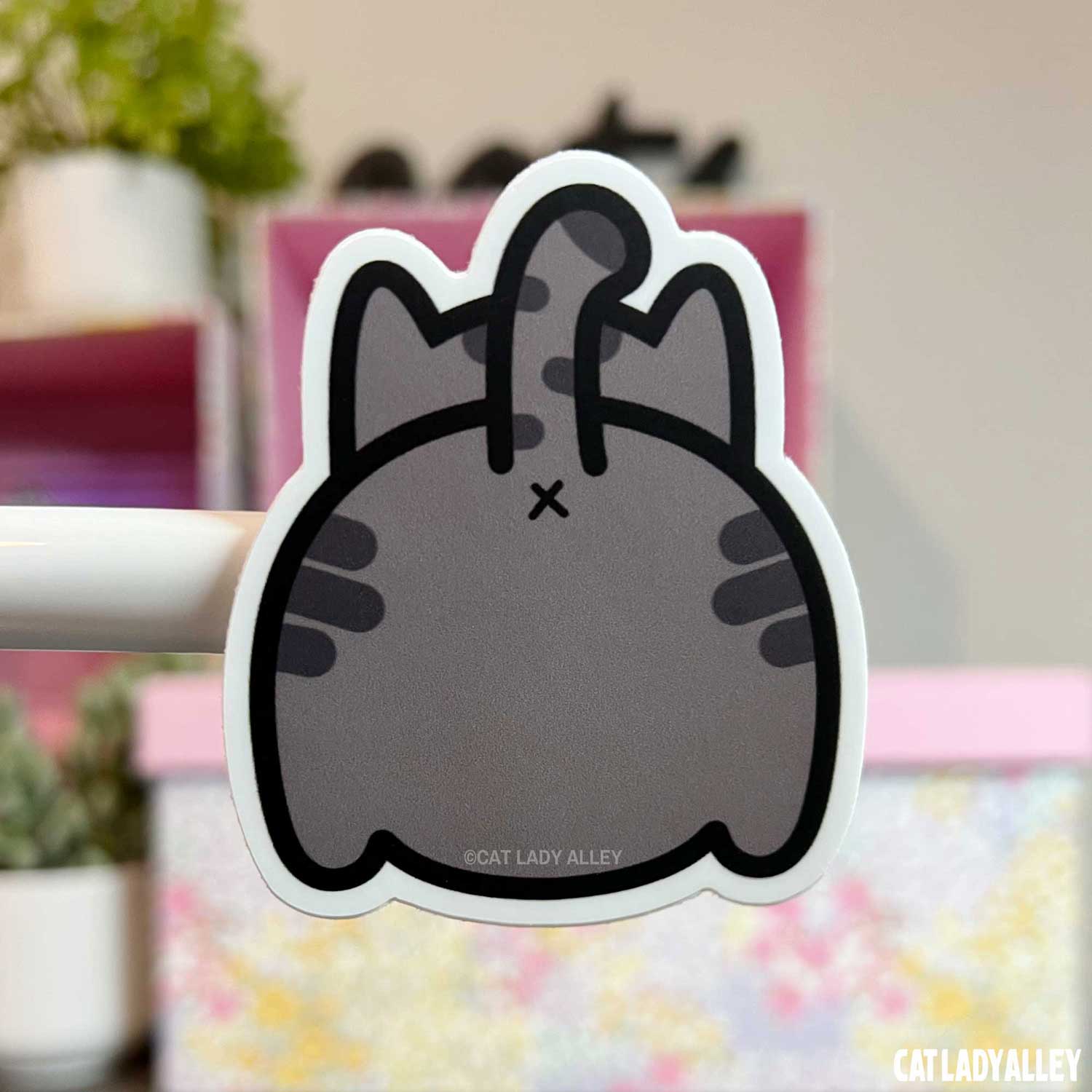 gray tabby cat butt sticker