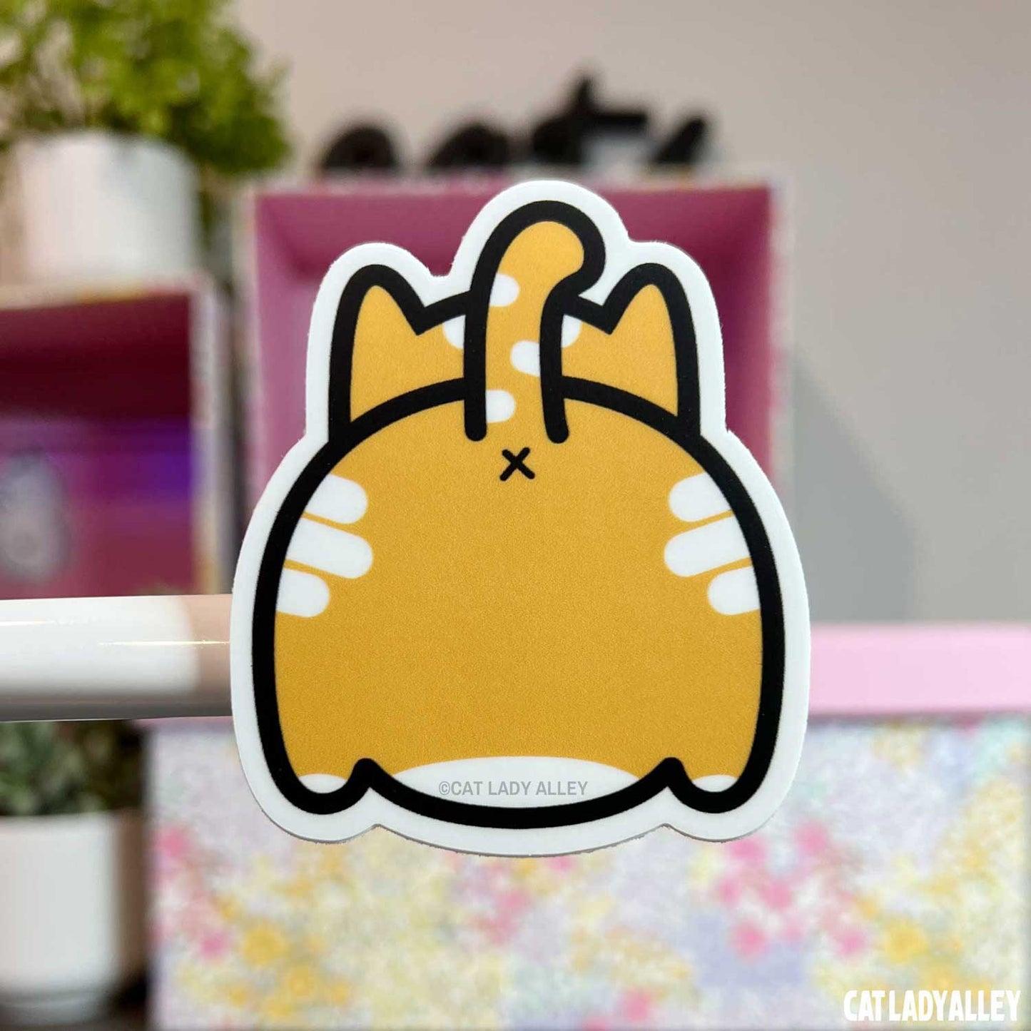 ginger and white cat butt sticker