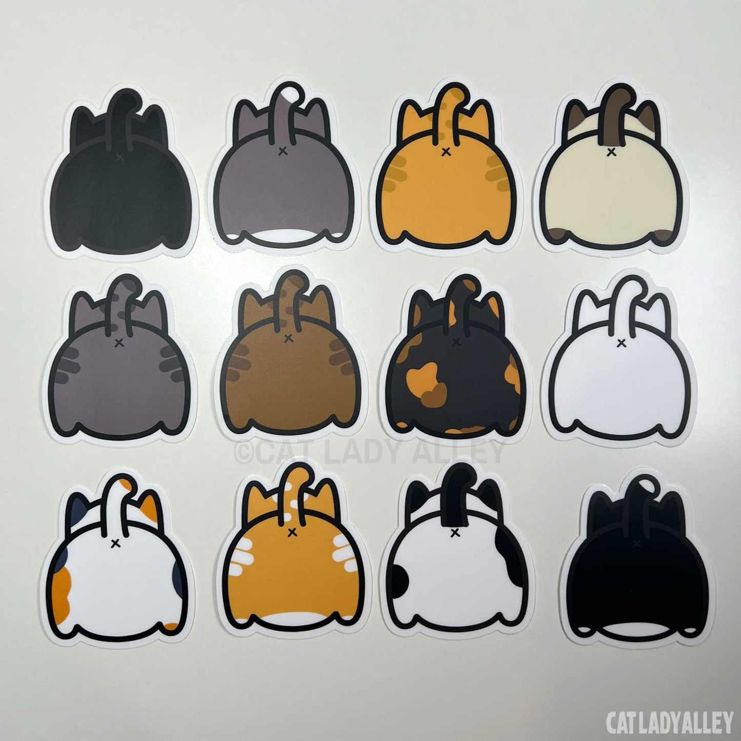 full set of kitty cat butt vinyl stickers