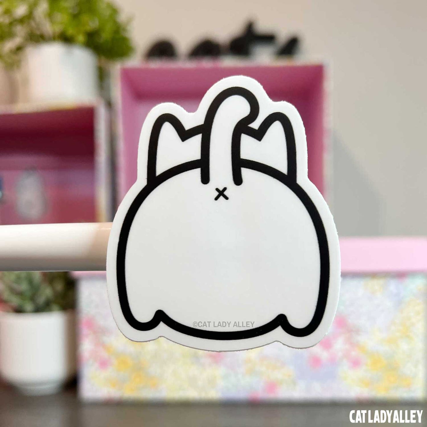 white cat butt sticker