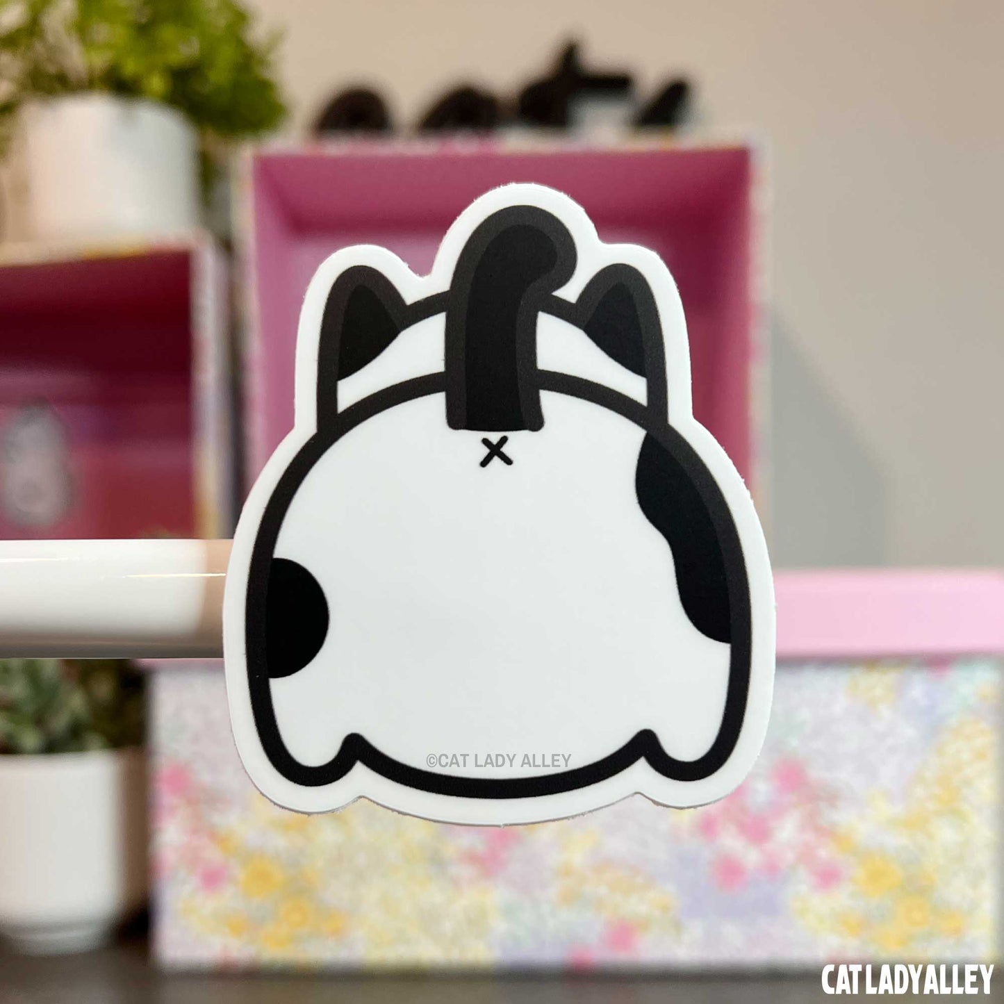 black and white cat butt sticker