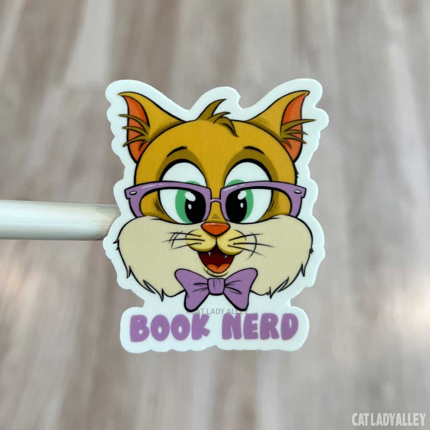 Orange Cat Book Nerd Sticker