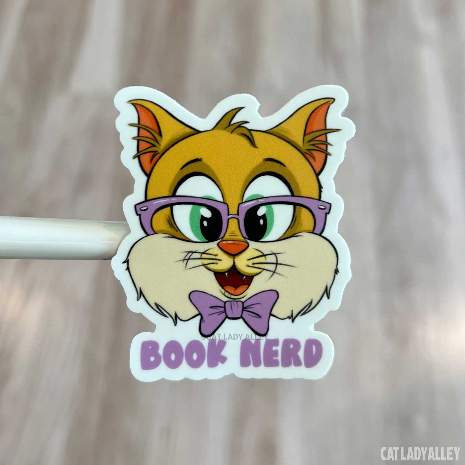 Orange Cat Book Nerd Sticker