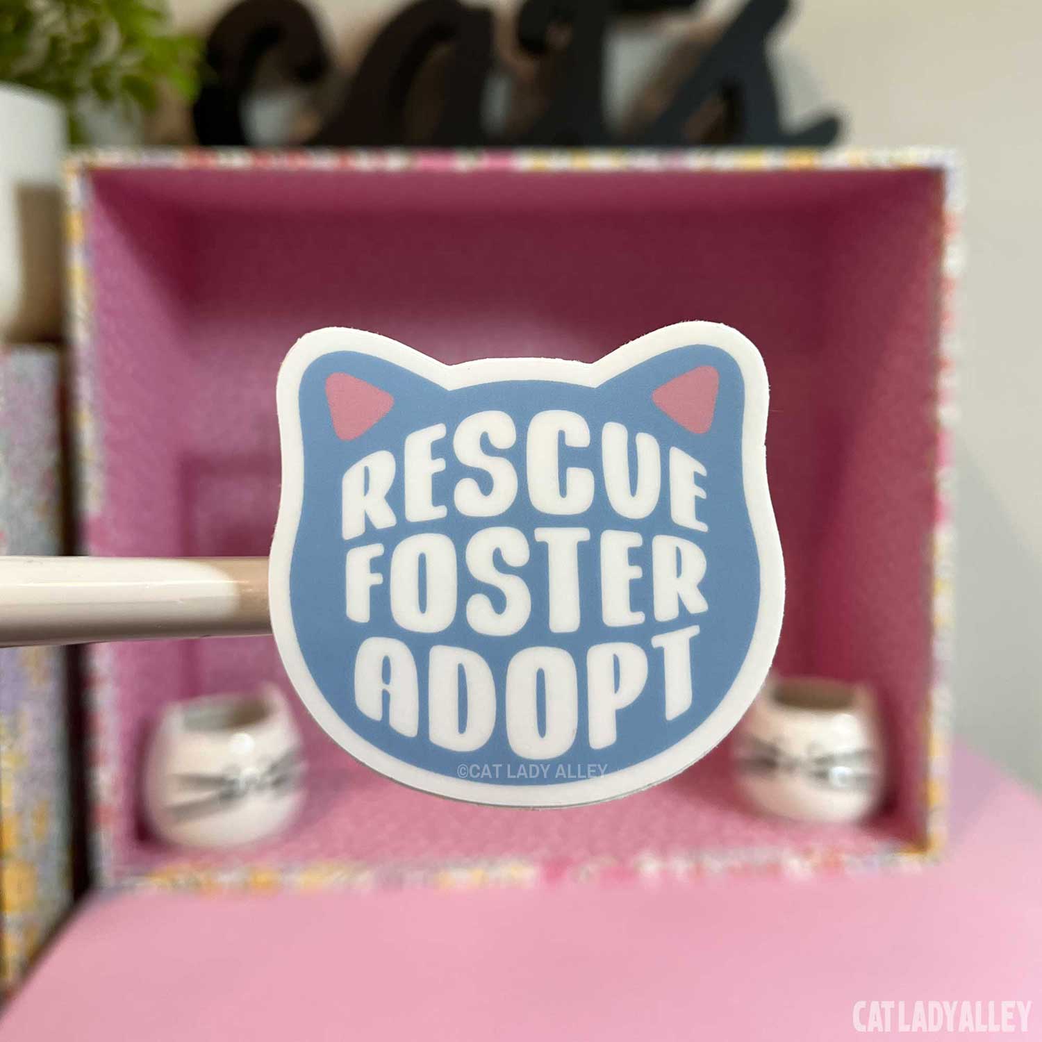 blue rescue foster adopt cat vinyl sticker