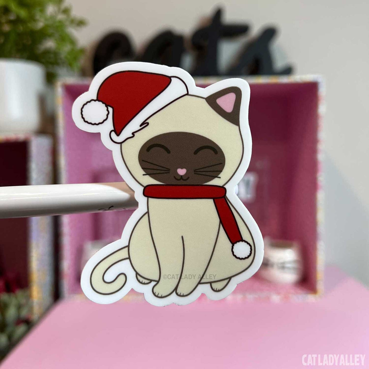 Holiday Seal Point Cat Sticker