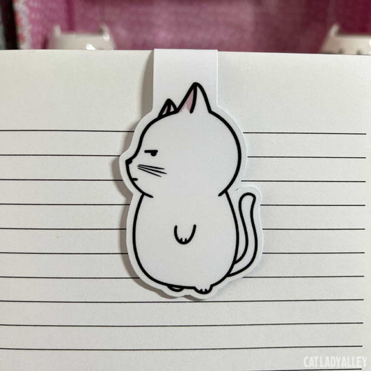 cute white cat bookmark