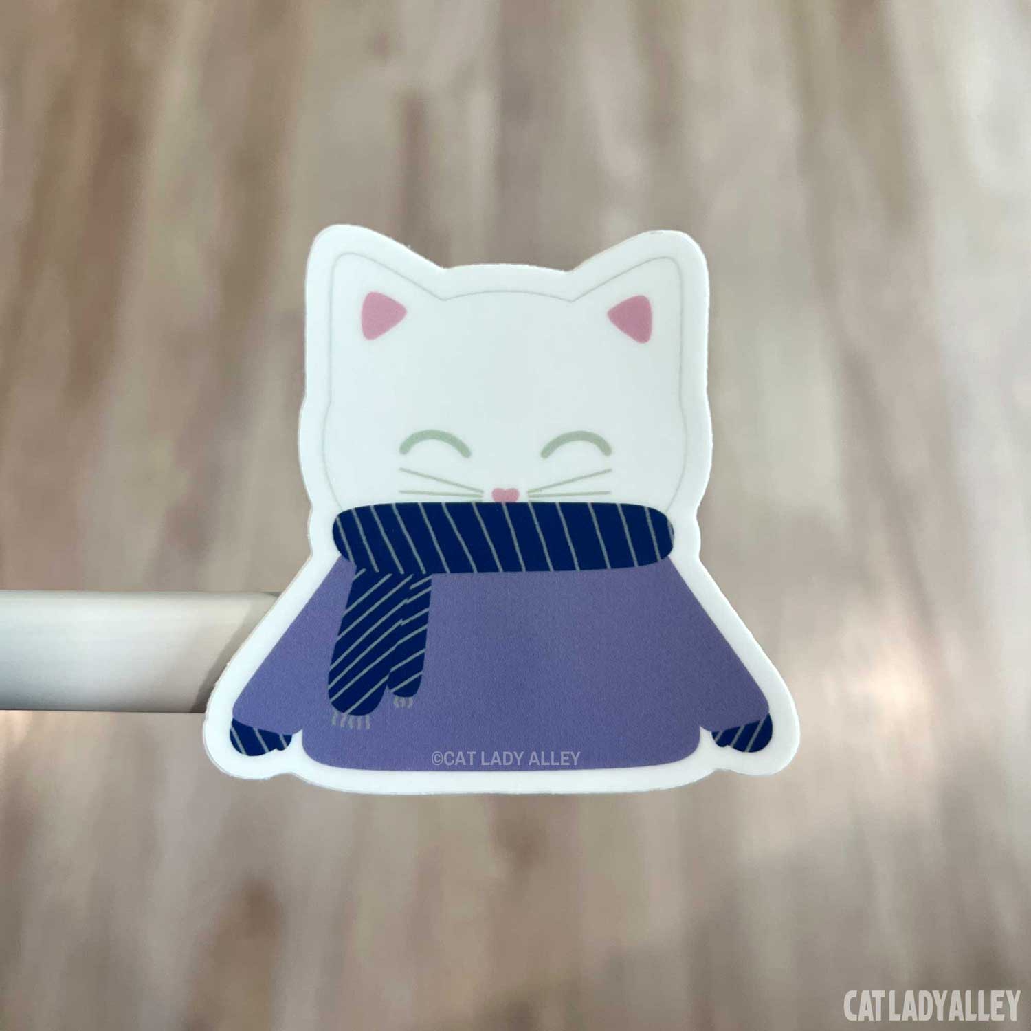 sweater white cat sticker