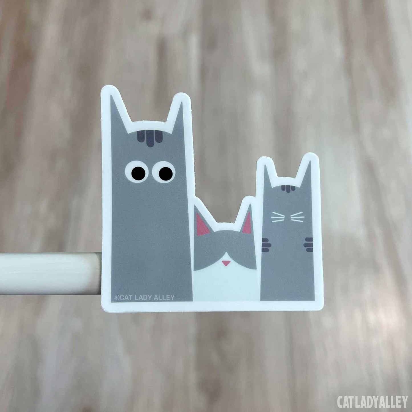 three gray cats sticker